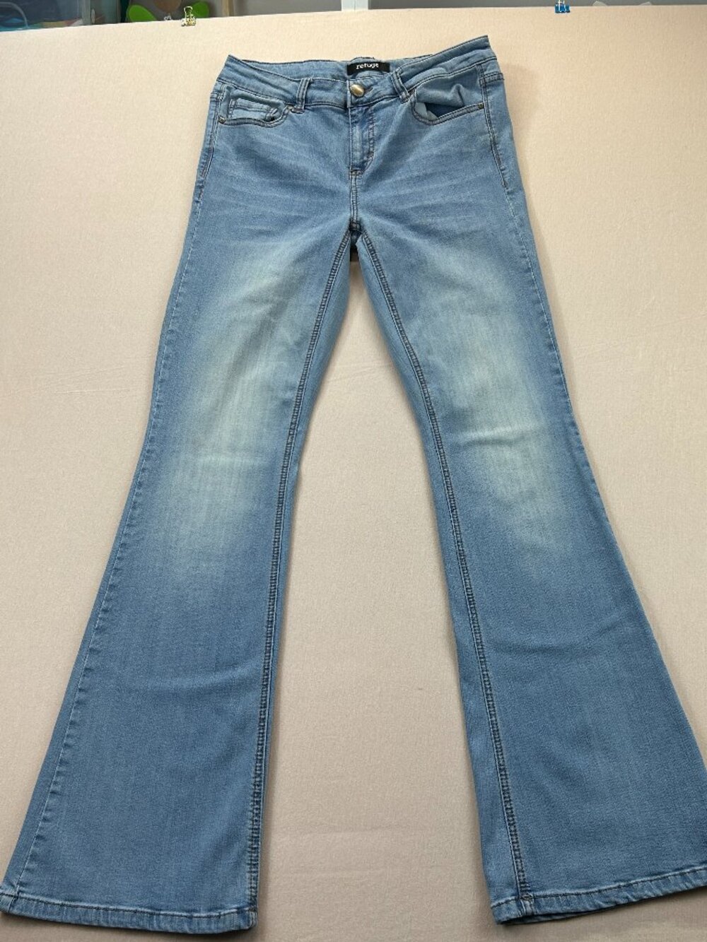 Refuge Jeans Womens Size 8 Blue Denim Low Rise Flare Stretch
